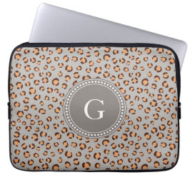 Niedliche orange-braune Kätzchen-Print-Monogramm Laptopschutzhülle