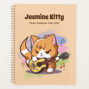 Niedliche Orange Cat Playing Guitar (Personalisier Planer