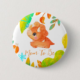Niedliche Orange Dinosaurier-Mama als Knopf Button