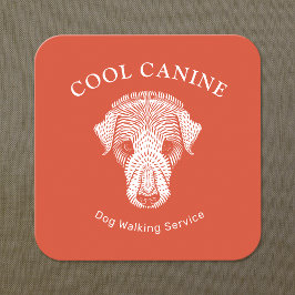 Niedliche Orange Dog Walking Walker Business Card Quadratische Visitenkarte