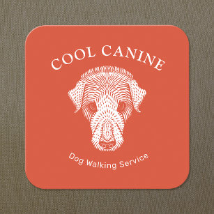 Niedliche Orange Dog Walking Walker Business Card Quadratische Visitenkarte