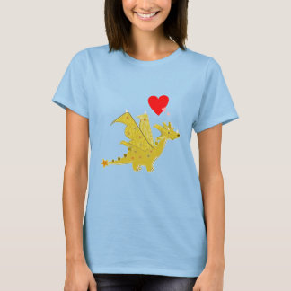 Niedliche orange Drache-Herzen T-Shirt