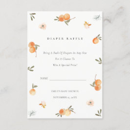 Niedliche Orange Floral Boho Diaper Raffle Baby Du Begleitkarte