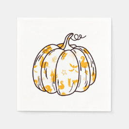 Niedliche Orange Halloween Icons in Pumpkin Cockta Serviette