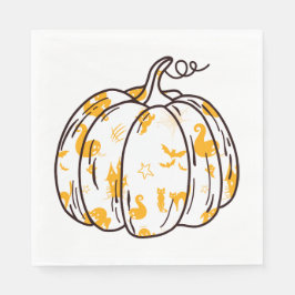 Niedliche Orange Halloween Icons in Pumpkin Lunche Serviette