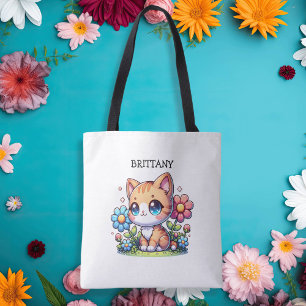 Niedliche Orange Kitty Cat bei Blume Personalisier