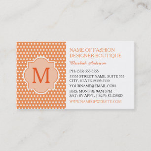 Niedliche Orange Polka Dosen mit Girly Monogram Mo Visitenkarte