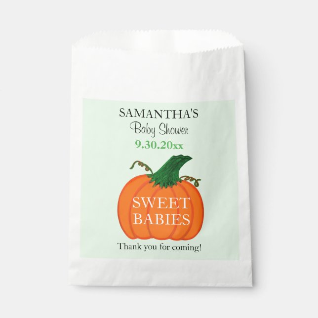 Niedliche Orange Pumpkin Baby Shower Favoriten Geschenktütchen (Vorderseite)
