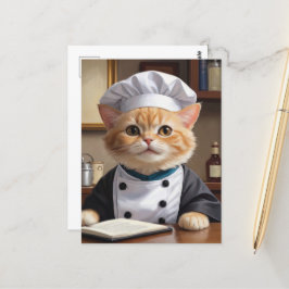 Niedliche Orange Tabby Cat Koch Kochabbildung Postkarte