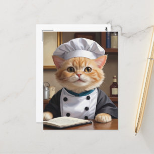 Niedliche Orange Tabby Cat Koch Kochabbildung Postkarte