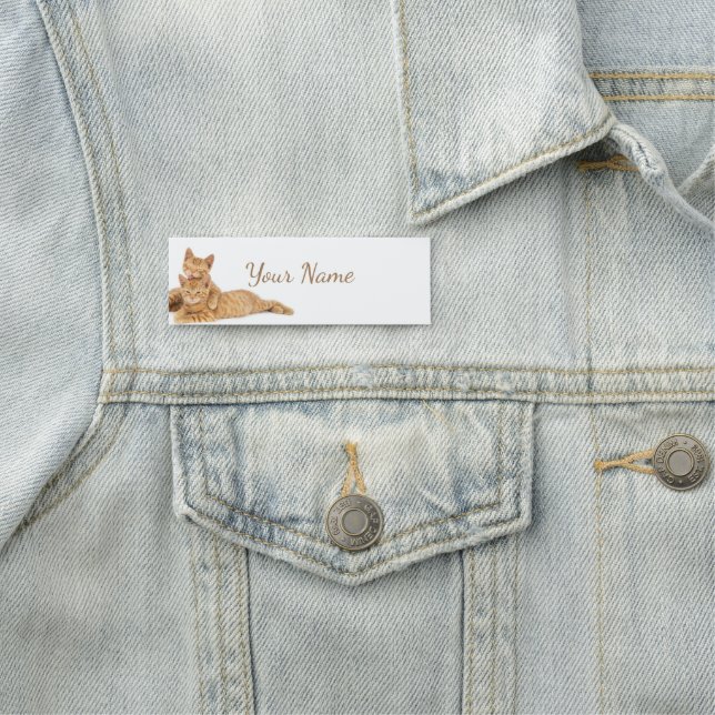 Niedliche Orange Tabby Katzen Kätzchen Custom Namensschild (Beispiel)