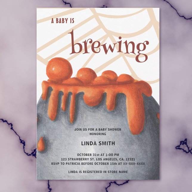 Niedliche Orange Witch Baby Brewing Baby Dusche Einladung (Von Creator hochgeladen)