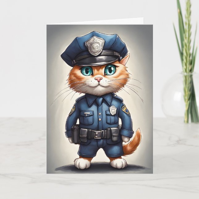 Niedliche Orangefarbene Katze in polizeilicher Uni Karte (Vorderseite)