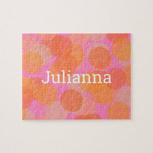 Niedliche Orangefarbene Wasserkreise Moderne Geome Puzzle