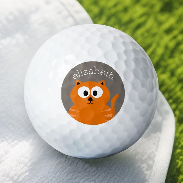 Niedliche Orangefette Katze mit Taue Personalisier Golfball (Add Your Name to this Personalized Golf Ball)