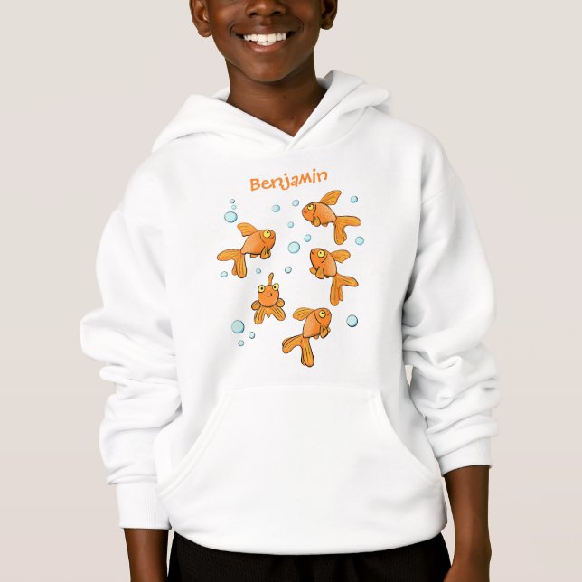 Niedliche Orangen-Goldfisch-Cartoon-Abbildung Hoodie (Vorderseite)