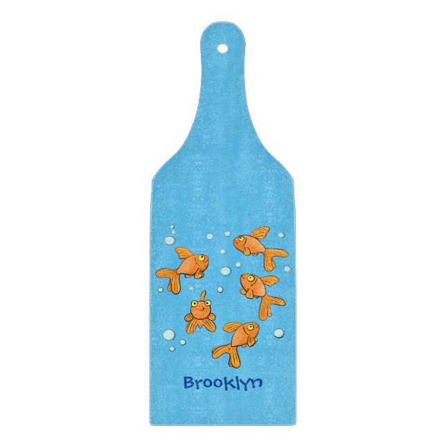 Niedliche Orangen-Goldfisch-Cartoon-Abbildung Schneidebrett (Vorderseite)