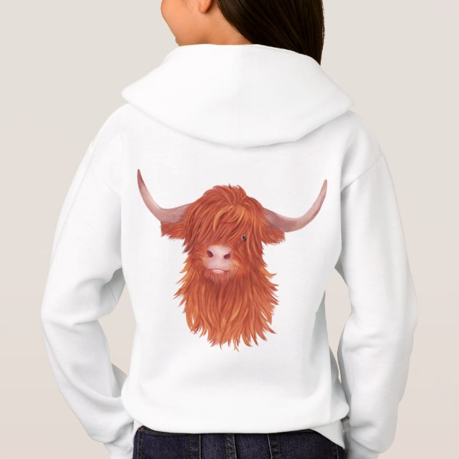 Niedliche Orangen-Hochland-Kuh-Illustration   Hoodie (Rückseite)