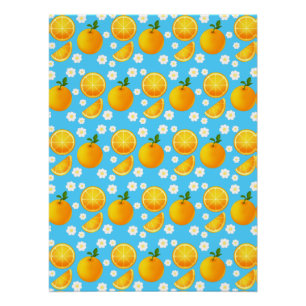 Niedliche Orangen und weiße Blume Poster