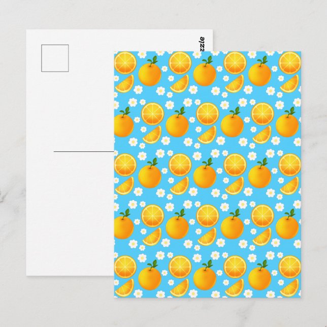 Niedliche Orangen und weiße Blume Postkarte (Vorne/Hinten)