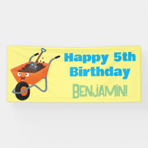 Niedliche Orangenbartendarstellung des Cartoon Banner
