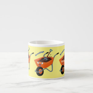 Niedliche Orangenbartendarstellung des Cartoon Espressotasse
