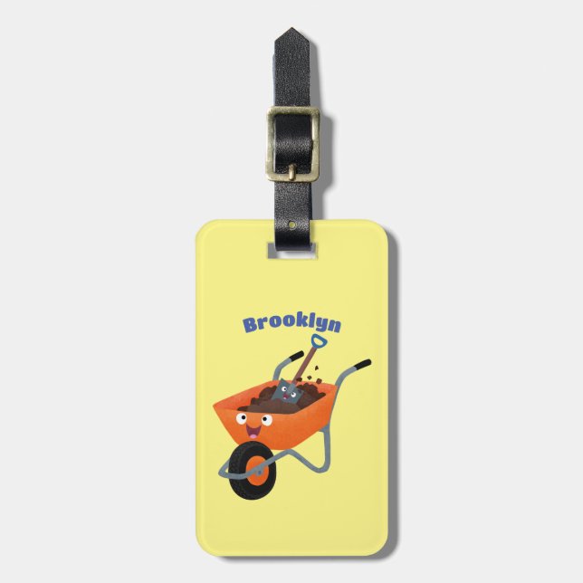 Niedliche Orangenbartendarstellung des Cartoon Gepäckanhänger (Vorderseite vertikal)