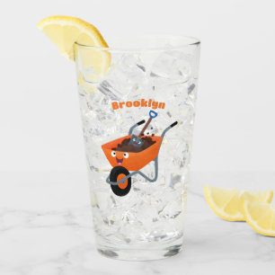 Niedliche Orangenbartendarstellung des Cartoon Glas