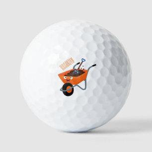 Niedliche Orangenbartendarstellung des Cartoon Golfball