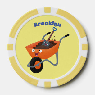 Niedliche Orangenbartendarstellung des Cartoon Pokerchips