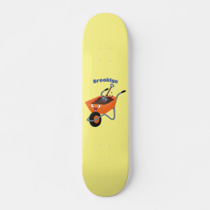 Niedliche Orangenbartendarstellung des Cartoon Skateboard