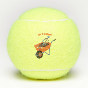 Niedliche Orangenbartendarstellung des Cartoon Tennisbälle