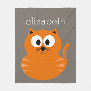 Niedliche Orangenfettkatze mit Taupe Personalisier Fleecedecke
