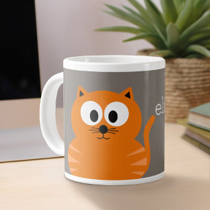 Niedliche Orangenfettkatze mit Taupe Personalisier Jumbo-Tasse