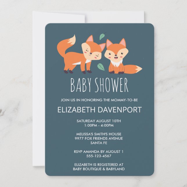 Niedliche Orangenfüchse Babydusche (Vorderseite)