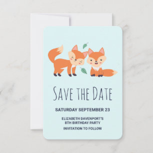 Niedliche Orangenfüchse Geburtstag Save The Date