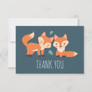 Niedliche Orangenfüchse Grafik Dankeskarte