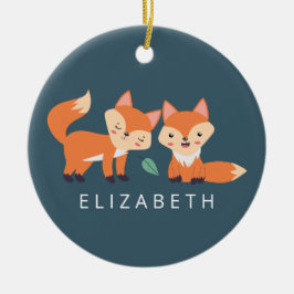 Niedliche Orangenfüchse Grafik Keramik Ornament