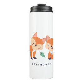 Niedliche Orangenfüchse Grafik Thermosbecher