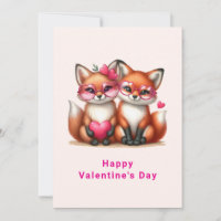 Niedliche Orangenfüchse in der Liebe Valentin