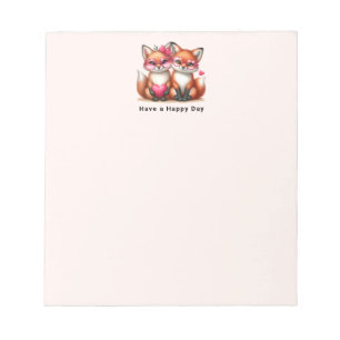 Niedliche Orangenfüchse in Liebe Notizblock