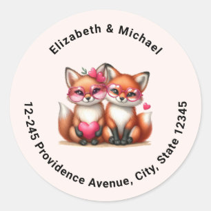 Niedliche Orangenfüchse in Liebe Runder Aufkleber