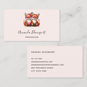 Niedliche Orangenfüchse in Liebe Visitenkarte