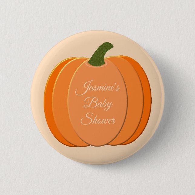 Niedliche Orangengeschlechtsneutrale Pumpkindusche Button (Vorderseite)