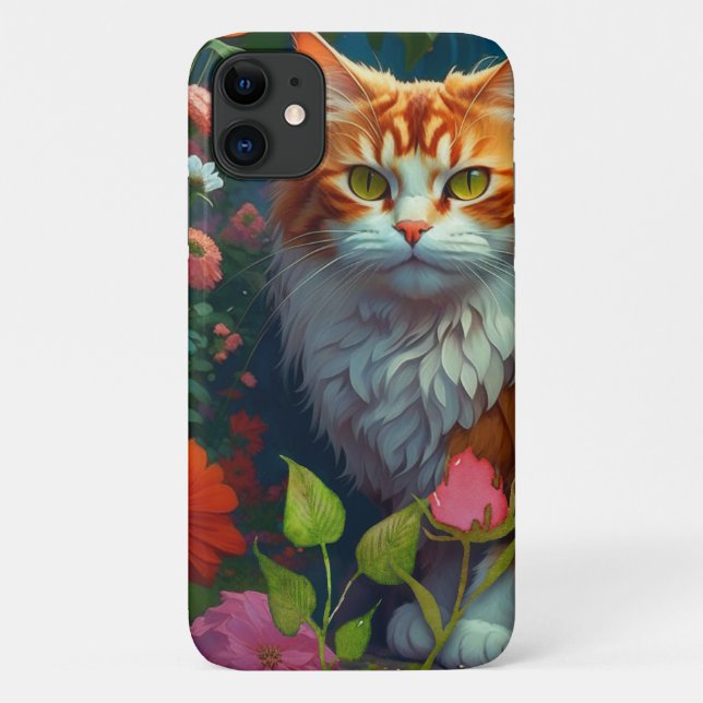 Niedliche Orangenkatze bei Blume Case-Mate iPhone Hülle (Rückseite)
