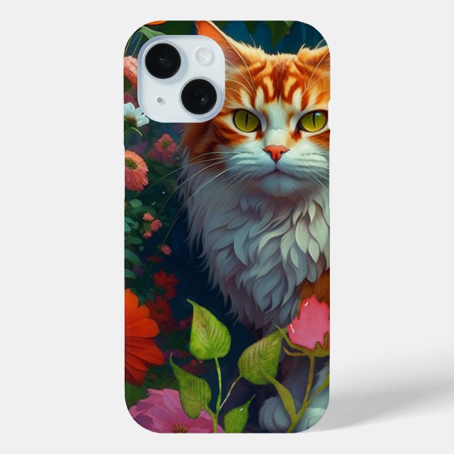 Niedliche Orangenkatze bei Blume Case-Mate iPhone Hülle (Rückseite)