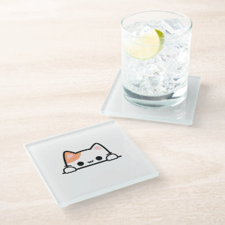 Niedliche Orangenkatze Glasuntersetzer