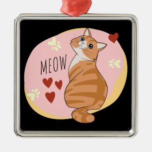 Niedliche Orangenkatze Ornament Aus Metall