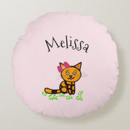 Niedliche Orangenkatze Rundes Kissen