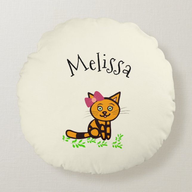 Niedliche Orangenkatze Rundes Kissen (Vorderseite)